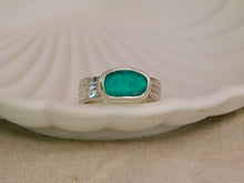 Load image into Gallery viewer, Teal Sea Glass Chunky Sterling Silver Ring
