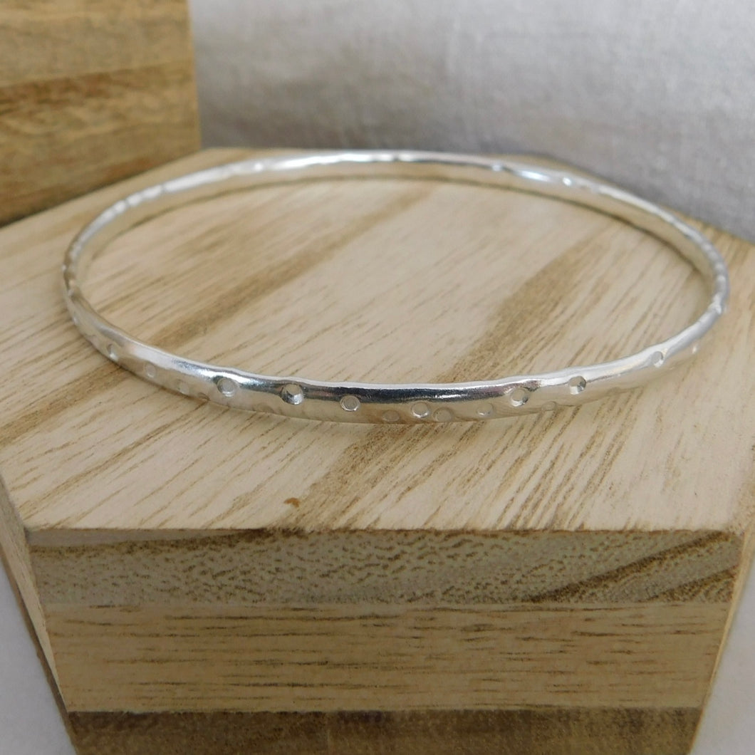 Chunky Polka Dot Sterling Silver Bangle