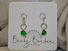 Load image into Gallery viewer, Green Sea Glass Sterling Silver Studs Dangles

