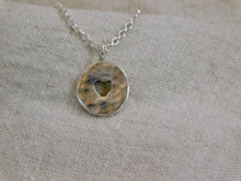 Load image into Gallery viewer, Chunky Hammered Cut Out Heart Disc Sterling Silver Charm
