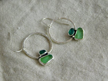 Load image into Gallery viewer, Jade Green Sea Glass Sterling Silver Dangles
