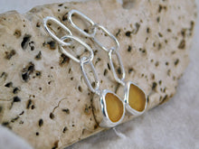Load image into Gallery viewer, Yellow Sea Glass Sterling Silver Stud Dangles
