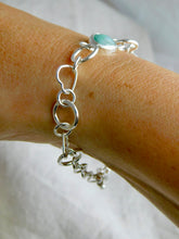 Load image into Gallery viewer, Emerald Sterling Silver Heart and Hoop Link Bracelet
