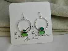 Load image into Gallery viewer, Jade Green Sea Glass Sterling Silver Dangles
