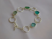 Load image into Gallery viewer, Statement Sea Glass Sterling Silver Hoop Link Bracelet
