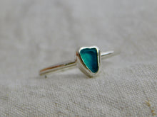 Load image into Gallery viewer, Ready To Wear Teal Sea Glass Sterling Silver Stacking Ring
