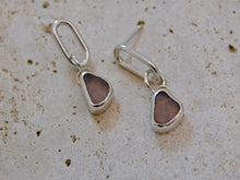 Load image into Gallery viewer, Mauve Sea Glass Sterling Silver Dangles

