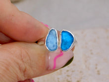 Load image into Gallery viewer, Blue Sea Glass Sterling Silver Cuff Ring
