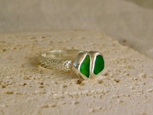 Load image into Gallery viewer, Double Green Sea Glass Sterling Silver Cuff Ring
