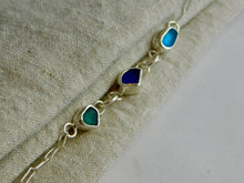 Load image into Gallery viewer, Multi Blue Sea Glass Sterling Silver Anklet

