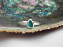 Load image into Gallery viewer, Ready To Wear Teal Sea Glass Sterling Silver Stacking Ring

