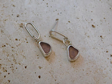 Load image into Gallery viewer, Mauve Sea Glass Sterling Silver Dangles

