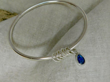 Load image into Gallery viewer, Chunky Kyanite Charm Sterling Silver Bangle
