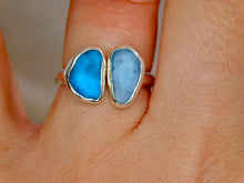 Load image into Gallery viewer, Blue Sea Glass Sterling Silver Cuff Ring
