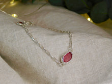 Load image into Gallery viewer, Red Sea Glass Sterling Silver Paperclip Chain Bracelet
