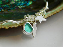 Load image into Gallery viewer, Wavy Sea Glass Charm Sterling Silver Bangle

