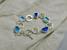 Load image into Gallery viewer, Multi Blues Sterling Silver Hoop Link Bracelet
