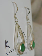Load image into Gallery viewer, Aqua Sea Glass Pear Shaped Sterling Silver Dangles
