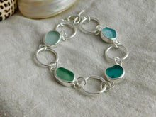 Load image into Gallery viewer, Statement Sea Glass Sterling Silver Hoop Link Bracelet
