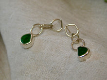 Load image into Gallery viewer, Green Sea Glass Sterling Silver Studs Dangles
