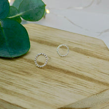 Load image into Gallery viewer, Twisted Rope Hoop Sterling Silver Studs
