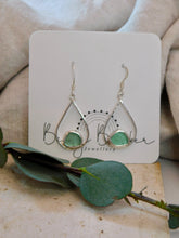 Load image into Gallery viewer, Aqua Sea Glass Pear Shaped Sterling Silver Dangles
