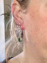 Load image into Gallery viewer, Green Sea Glass Sterling Silver Studs Dangles
