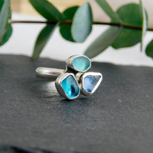 Load image into Gallery viewer, Triple Sea Glass Sterling Silver Cuff Ring
