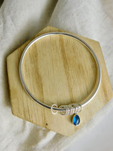 Load image into Gallery viewer, Chunky Kyanite Charm Sterling Silver Bangle
