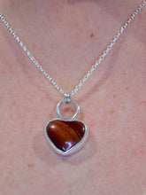 Load image into Gallery viewer, Large Red Jasper Heart Sterling Silver Pendant
