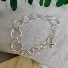 Load image into Gallery viewer, Sterling Silver Molten Hoop Link Bracelet
