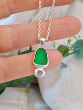 Load image into Gallery viewer, Green Sea Glass Sterling Silver Pendant

