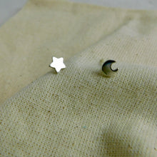 Load image into Gallery viewer, Moon and Star Sterling Silver Studs
