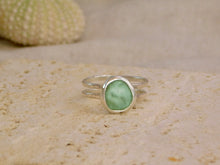Load image into Gallery viewer, Aqua Sea Glass Double Sterling Silver Ring
