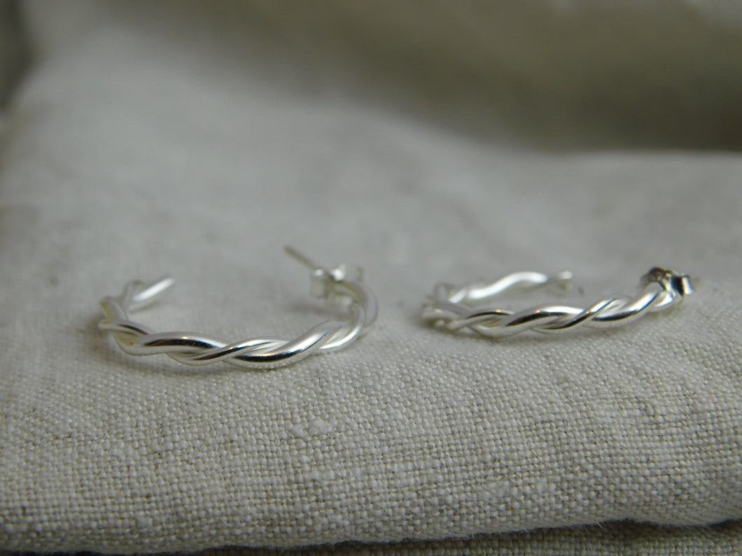 Twisted Wire Sterling Silver Hoop Studs
