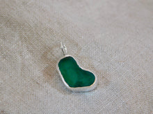 Load image into Gallery viewer, Teal Sea Glass Heart Sterling Silver Pendant
