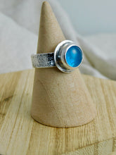 Load image into Gallery viewer, Bright Blue Sea Glass Sterling Silver Ring
