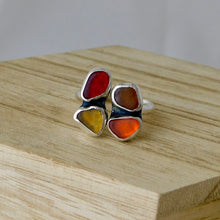 Load image into Gallery viewer, Four Autumn Colours Sea Glass Sterling Silver Cuff Ring
