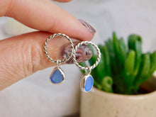 Load image into Gallery viewer, Cornflower Blue Sea Glass Sterling Silver Stud Dangles
