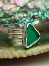 Load image into Gallery viewer, Jade Sea Glass Triple Sterling Silver Ring
