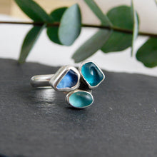 Load image into Gallery viewer, Triple Sea Glass Sterling Silver Cuff Ring
