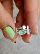 Load image into Gallery viewer, Light Green Sea Glass Triple Sterling Silver Ring
