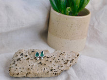 Load image into Gallery viewer, Teal Sea Glass Sterling Silver Studs
