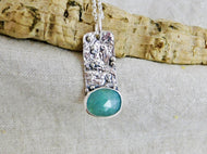 Aquamarine Reticulated Sterling Silver Pendant