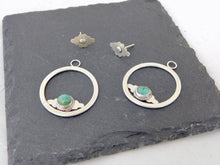 Load image into Gallery viewer, Aztec Sterling Silver Studs with Turquoise Oval Ear Jackets
