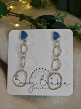 Load image into Gallery viewer, Cornflower Blue Sea Glass Sterling Silver Statement Stud Dangles
