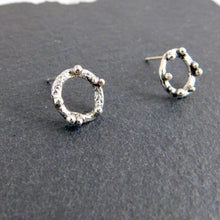 Load image into Gallery viewer, Large Sea Foam Circle Sterling Silver Studs
