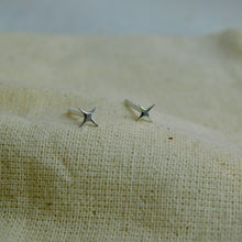 Load image into Gallery viewer, Tiny Four Point Star Sterling Silver Studs
