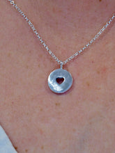 Load image into Gallery viewer, Chunky Hammered Cut Out Heart Disc Sterling Silver Charm
