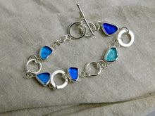 Load image into Gallery viewer, Multi Blues Sterling Silver Hoop Link Bracelet
